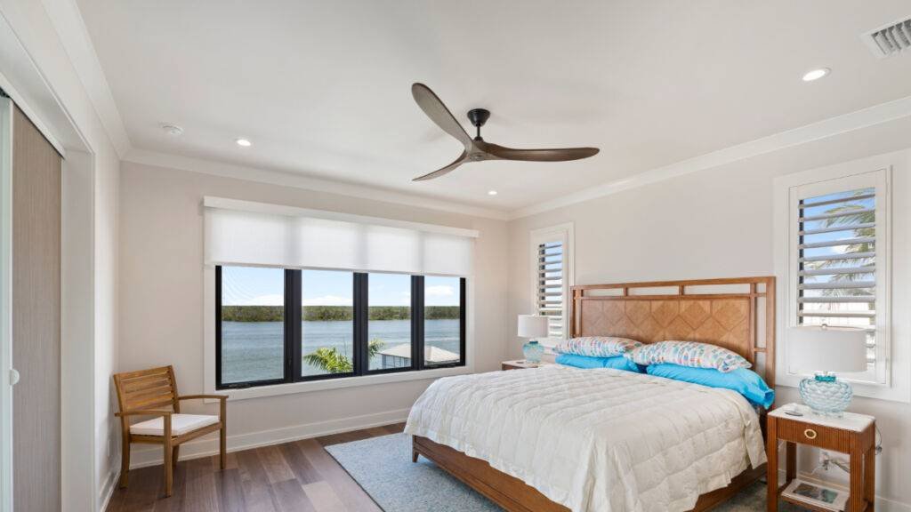 Roller Shades Bedroom Semi Open by EV Blinds custom window treatments