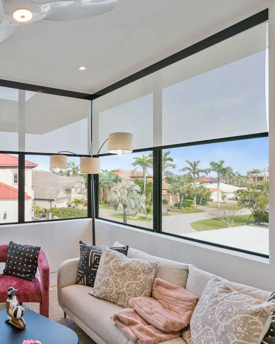 Motorized Cellular Shades| Effortless control with one touch or voice command. Integrates with Alexa, Google Assistant, and Control4 for fully automated shade schedules.