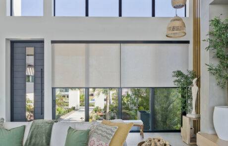 Roller Shades Living Room With Door Half Open Ev Blinds Treatment Store 1200x675px