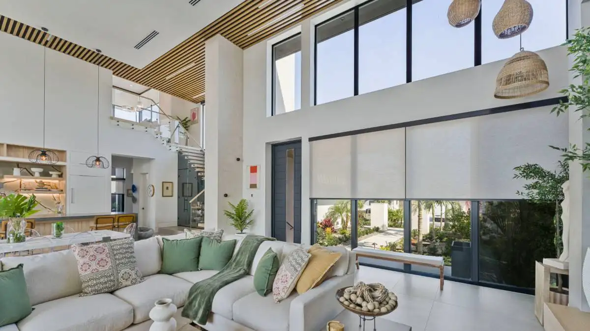 Roller Shades Living Room With Door Half Open Other Angle Ev Blinds Treatment Store 1200x675px