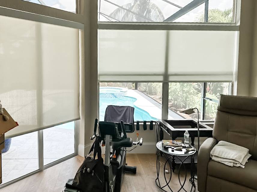 Roller Shades for Sliding Door in living room in Cape Coral