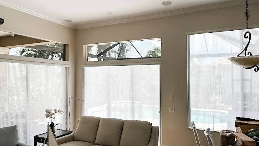 Cellular Shades | Sliding Door | living room | Fort Myers Cellular Shades for Sliding Door in living room in Fort Myers