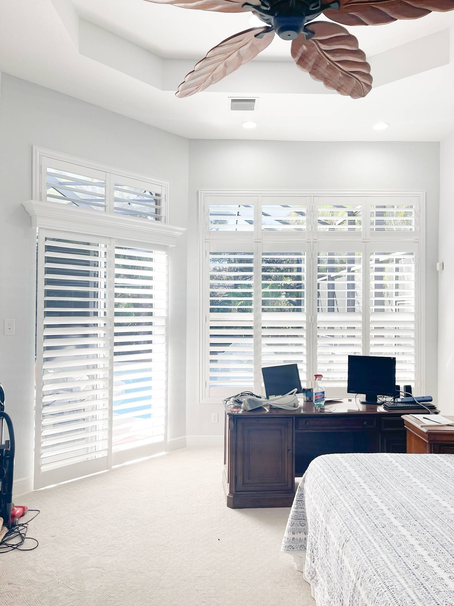 Sliding Shutters for large windows in bedroom in Cape Coral