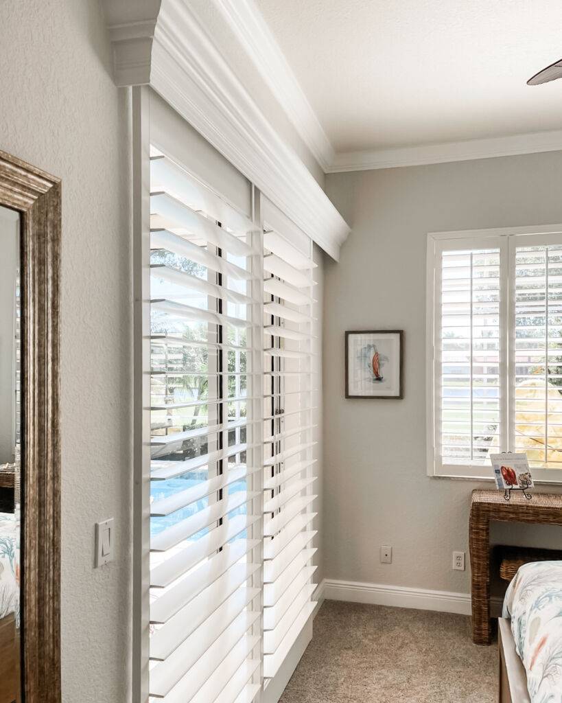 Sliding Shutters for large windows in bedroom in Cape Coral