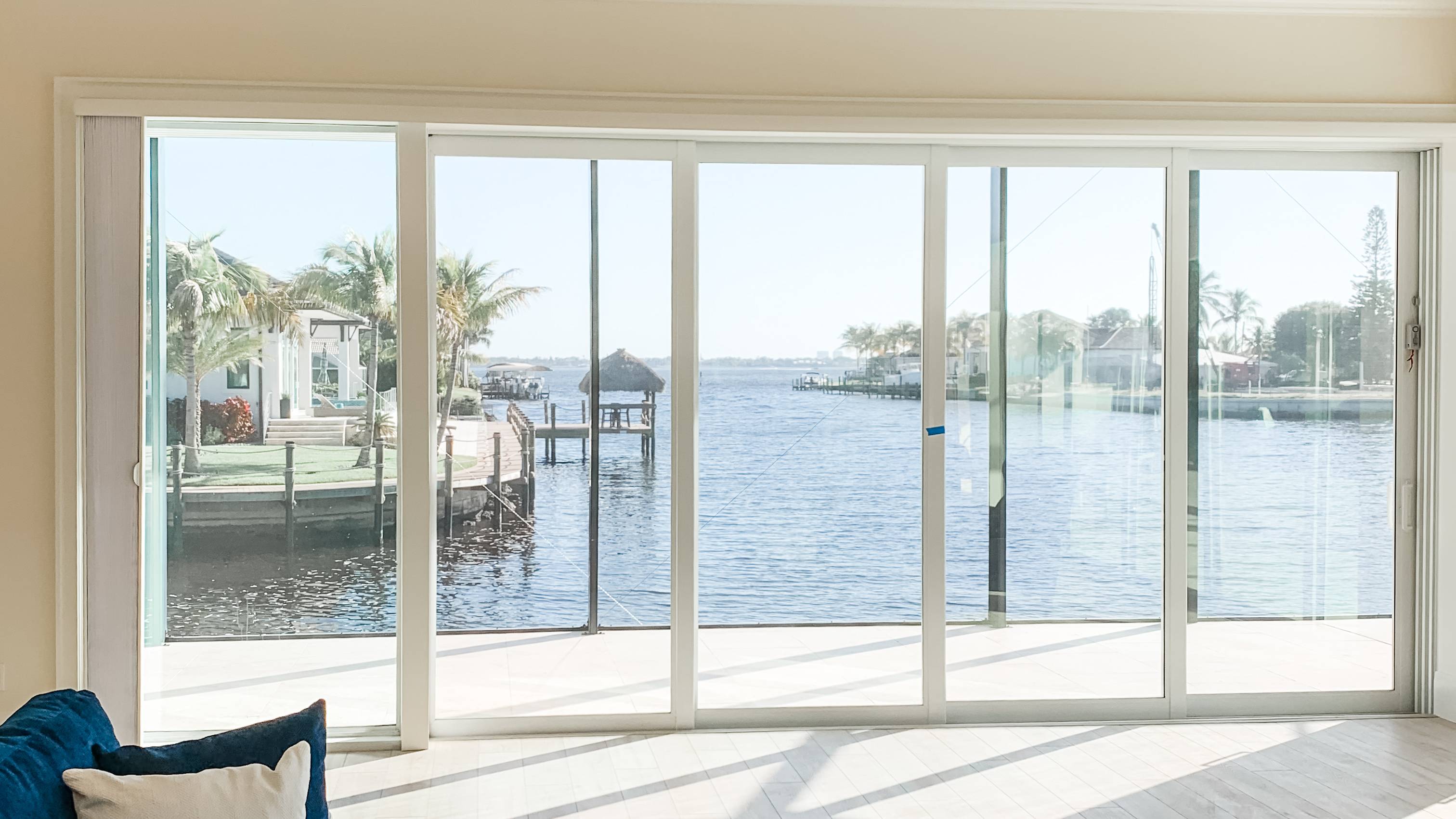 Custom venetian window blinds installed in SWFL living room