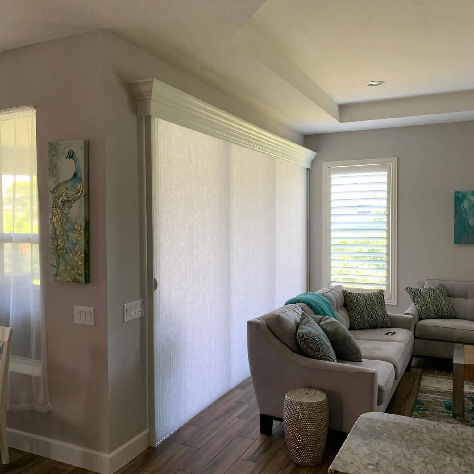 Vertical cellular shades for sliding glass doors- Custom Window Treatments by EV Blinds