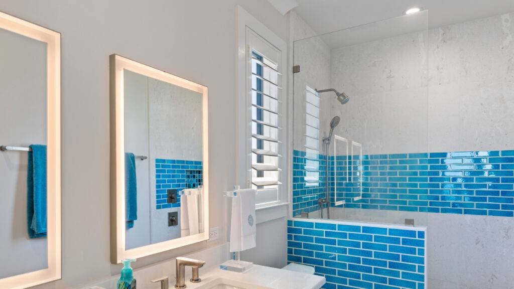 Waterproof Plantation Shutters Bathroom Window by EV Blinds custom window treatments