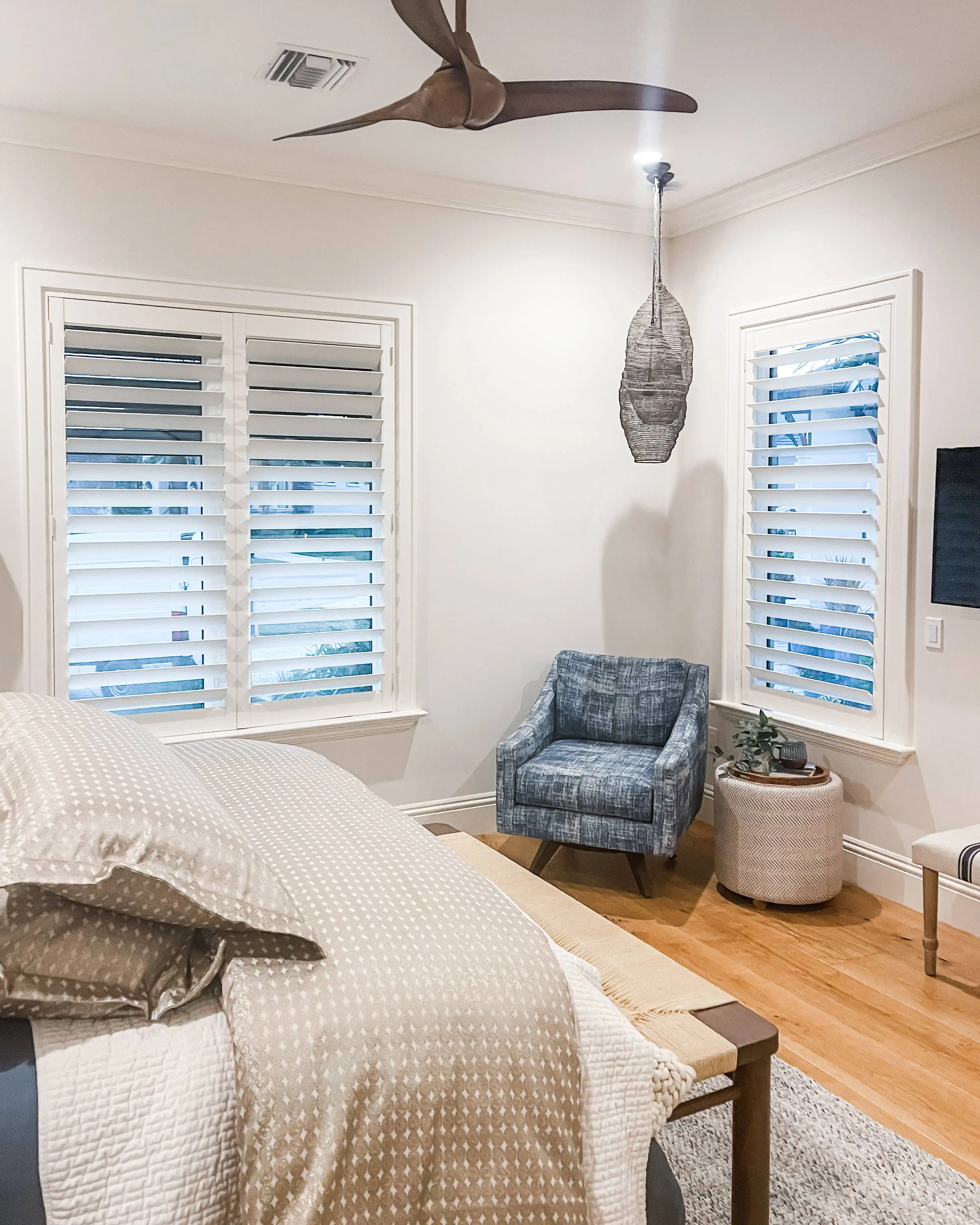 Custom wood blinds installed in South West Florida bedrooms