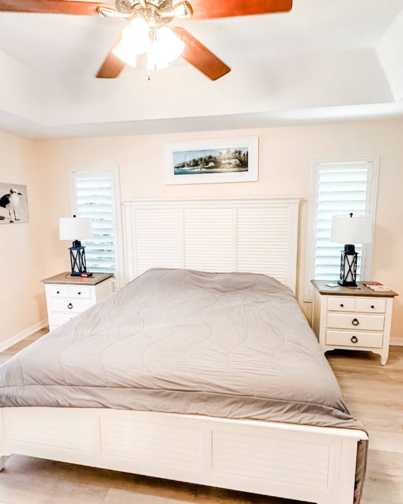Custom Wooden Blinds installed in a SWFL bedroom
