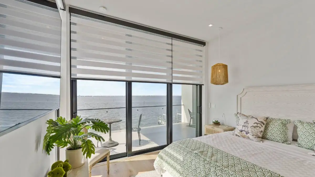 Zebra Blinds Bed Room Corner Window Half Open Angle 3 Ev Blinds Treatment Store 12200x675px