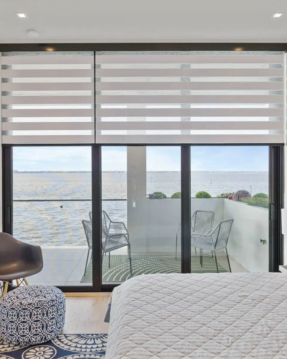 Zebra Blinds Bed Room Half Open Ev Blinds Treatment Store 960x1200px