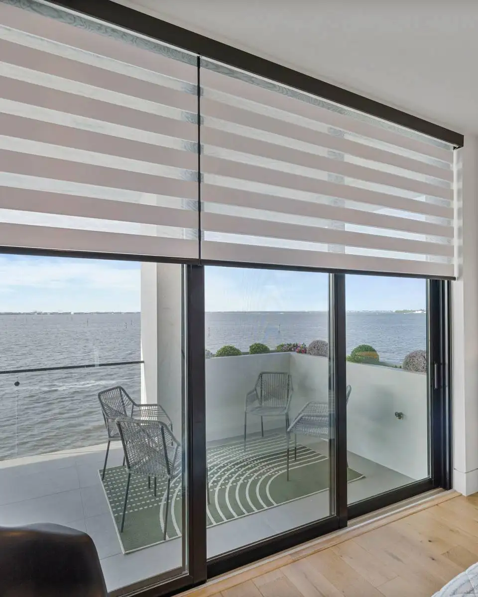 Zebra Blinds Bed Room Patio Door Half Open Ev Blinds Treatment Store 960x1200px