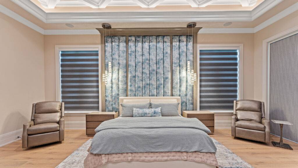 Zebra Blinds Bedroom Double Window Front View Close Up Ev Blinds Treatment Store 1200x675px
