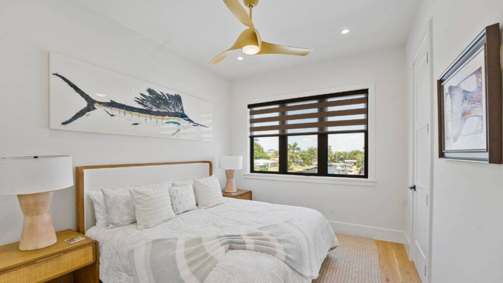 Zebra Blinds Bedroom Half Open by EV Blinds custom window treatments