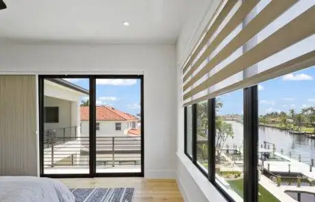 Zebra Blinds Bedroom Patio Door Half Open Angle5 Ev Blinds Treatment Store 1200x675px