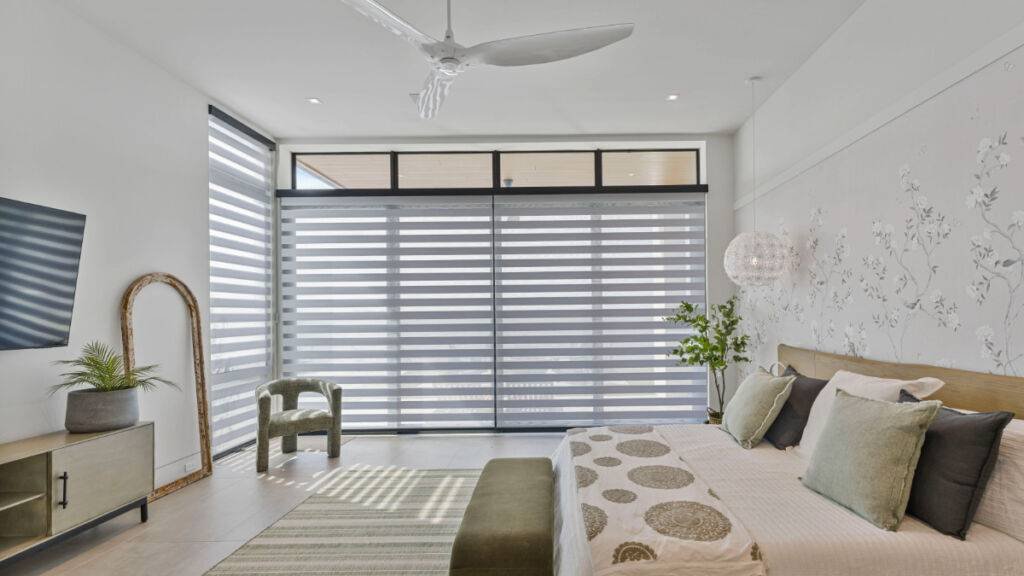 Zebra Blinds Bedroom2 Angle 1 by EV Blinds custom window treatments