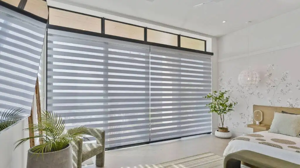 Zebra Blinds Bedroom2 Patio Door Full Close by EV Blinds custom window treatments
