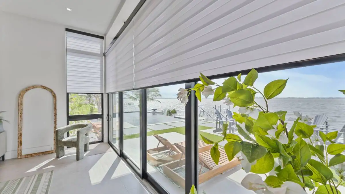 Zebra Blinds Corner Window Beach Front Half Close Ev Blinds Treatment Store 1200x675px