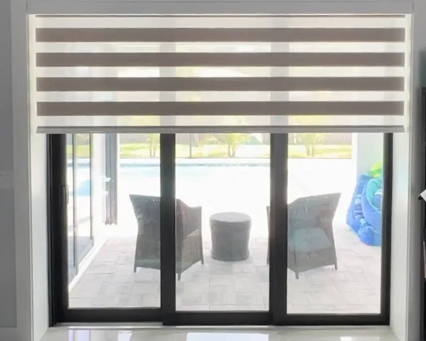 Zebra Shades for sliding doors in living room in North Fort Myers