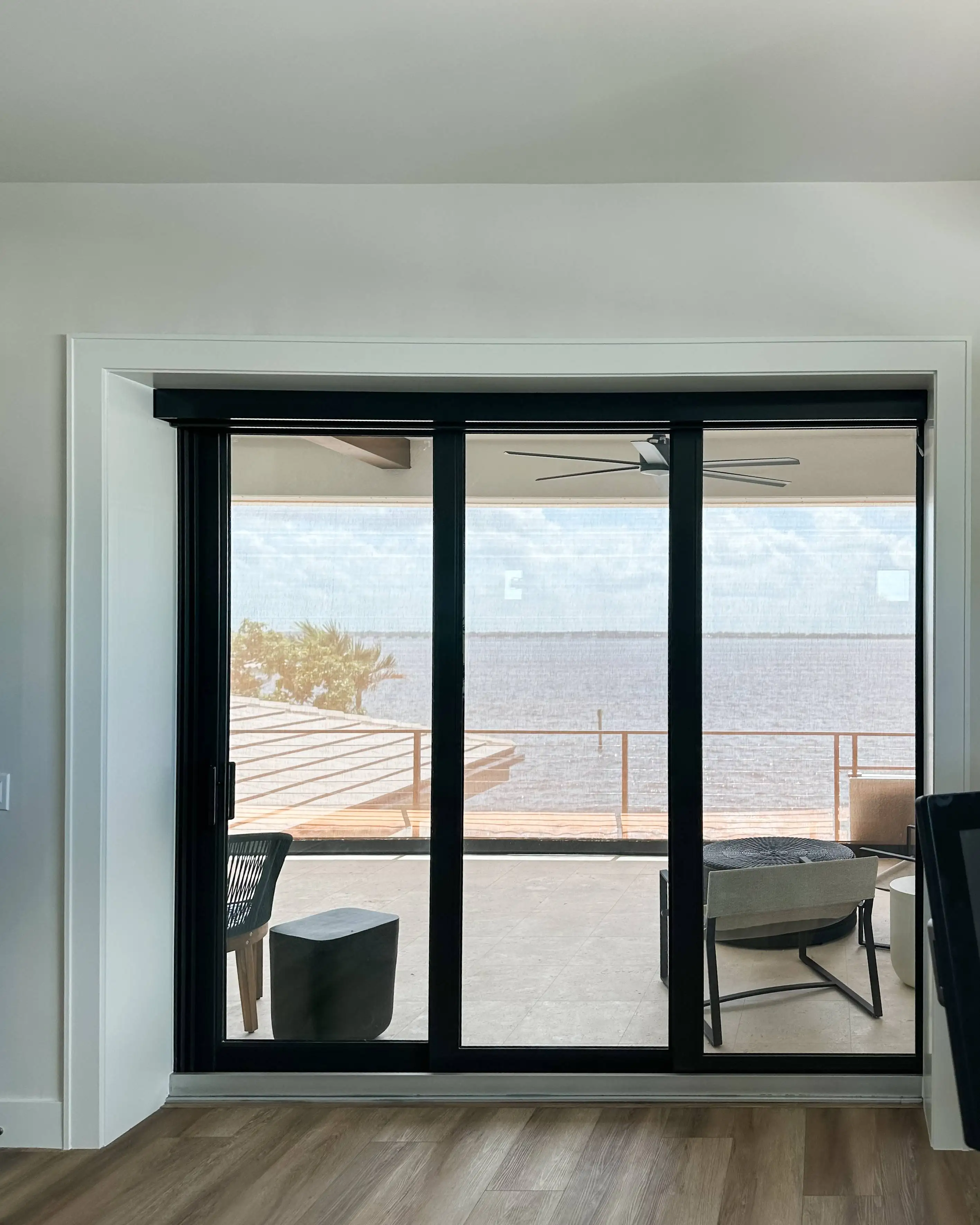 Zebra Shades for sliding doors in living room in Fort Myers Beach