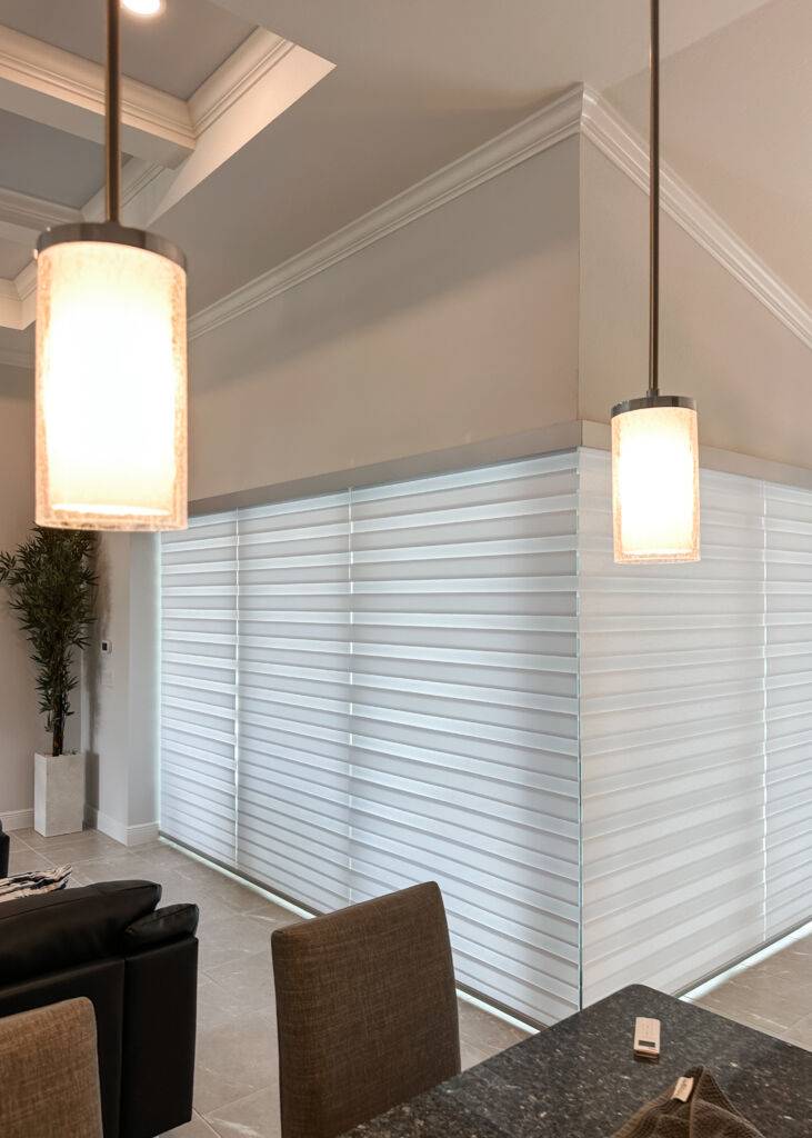 Zebra Shades for sliding doors in living room in Cape Coral