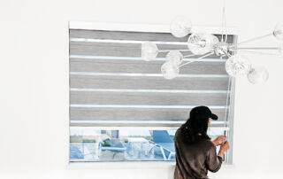 Zebra Shades for small window blind in living room in Naples