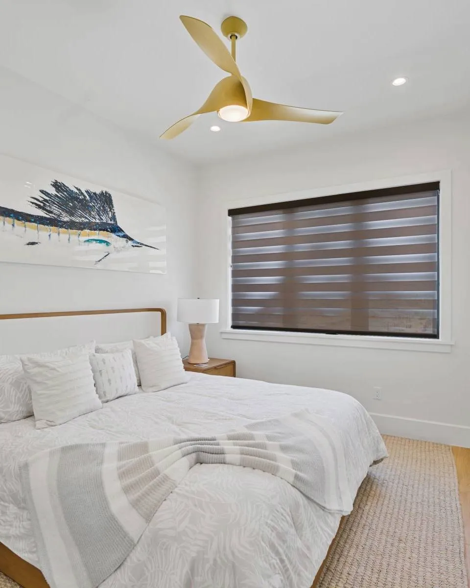 Dual Zebra Shades for Master Bedroom fully closed- EV Blinds Window Treatment Store