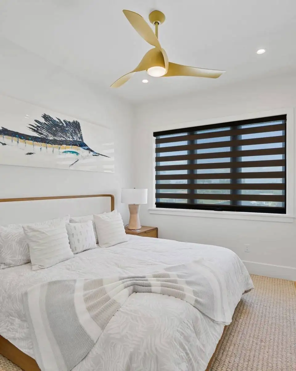 Motorized Zebra Shades for Master Bedroom Semi open - EV Blinds Window Treatment Store 