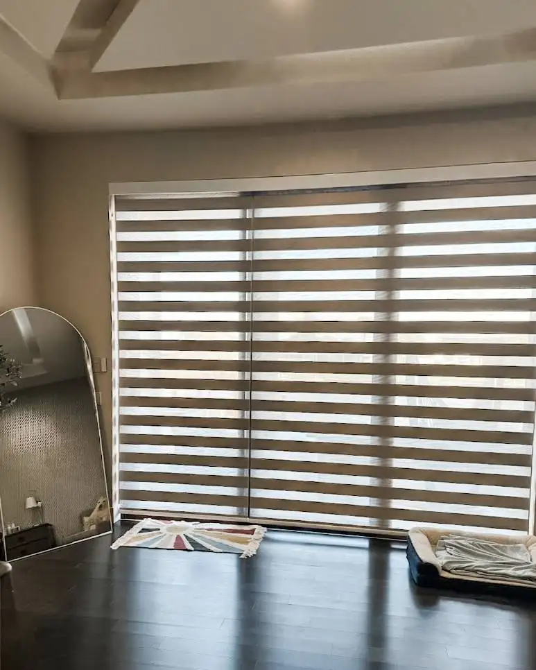 Zebra Shades for sliding doors in home office in Naples