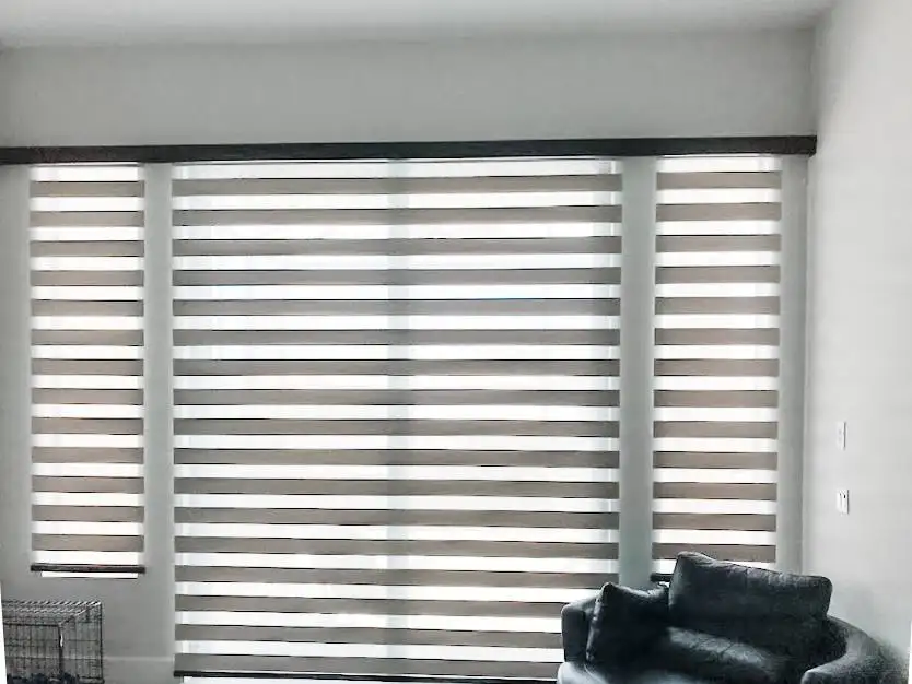 Zebra Shades for sliding doors in living room in Naples