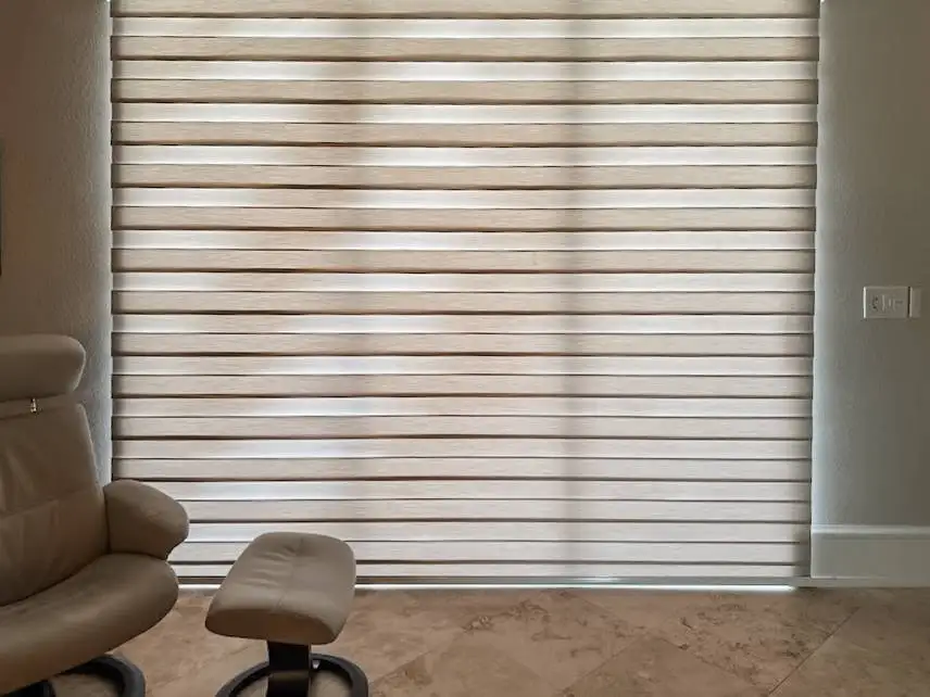 Zebra Shades for sliding doors in living room in North Fort Myers