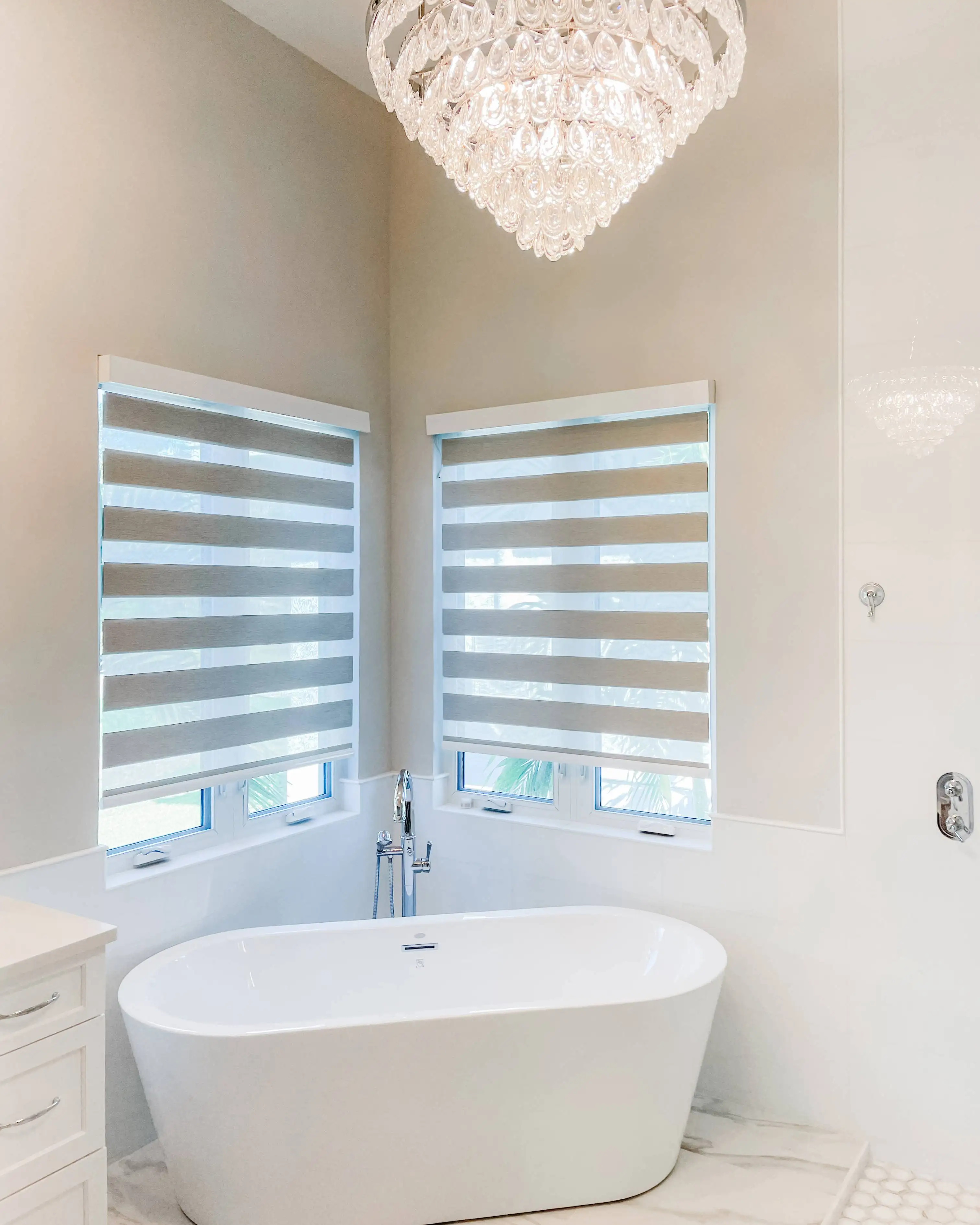 Zebra Shades for small window blind in bathrooms in Naples