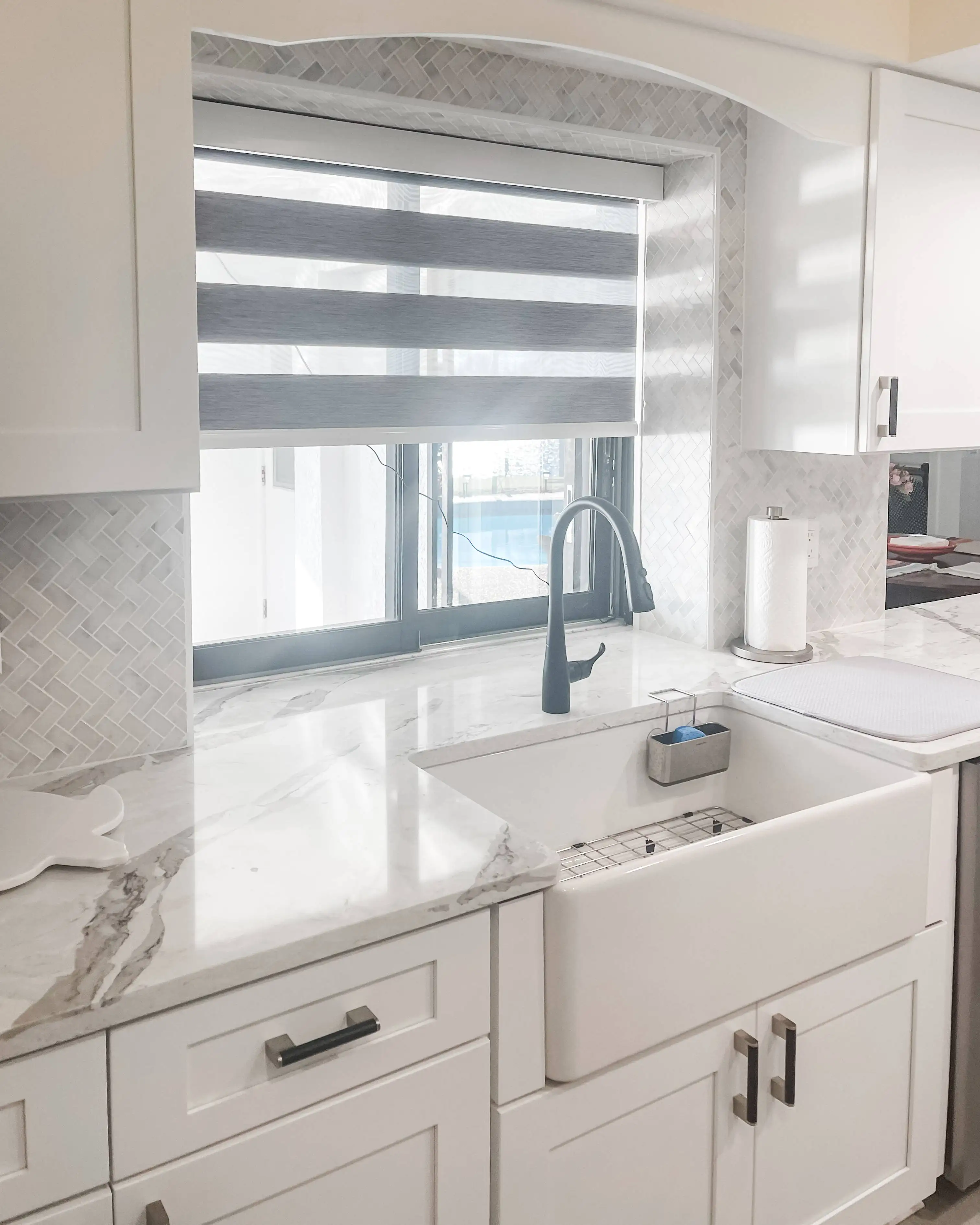 Zebra Shades for small window blind in kitchen in North Fort Myers