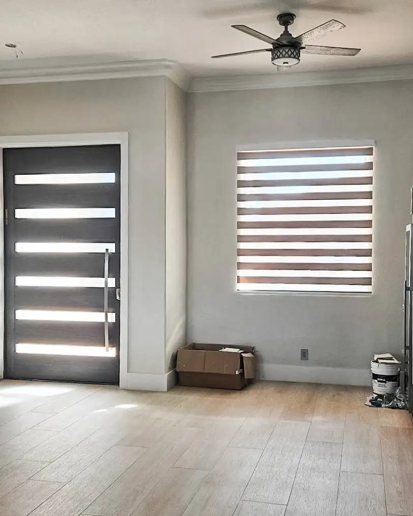 Zebra Shades for small window blind in living room in Estero