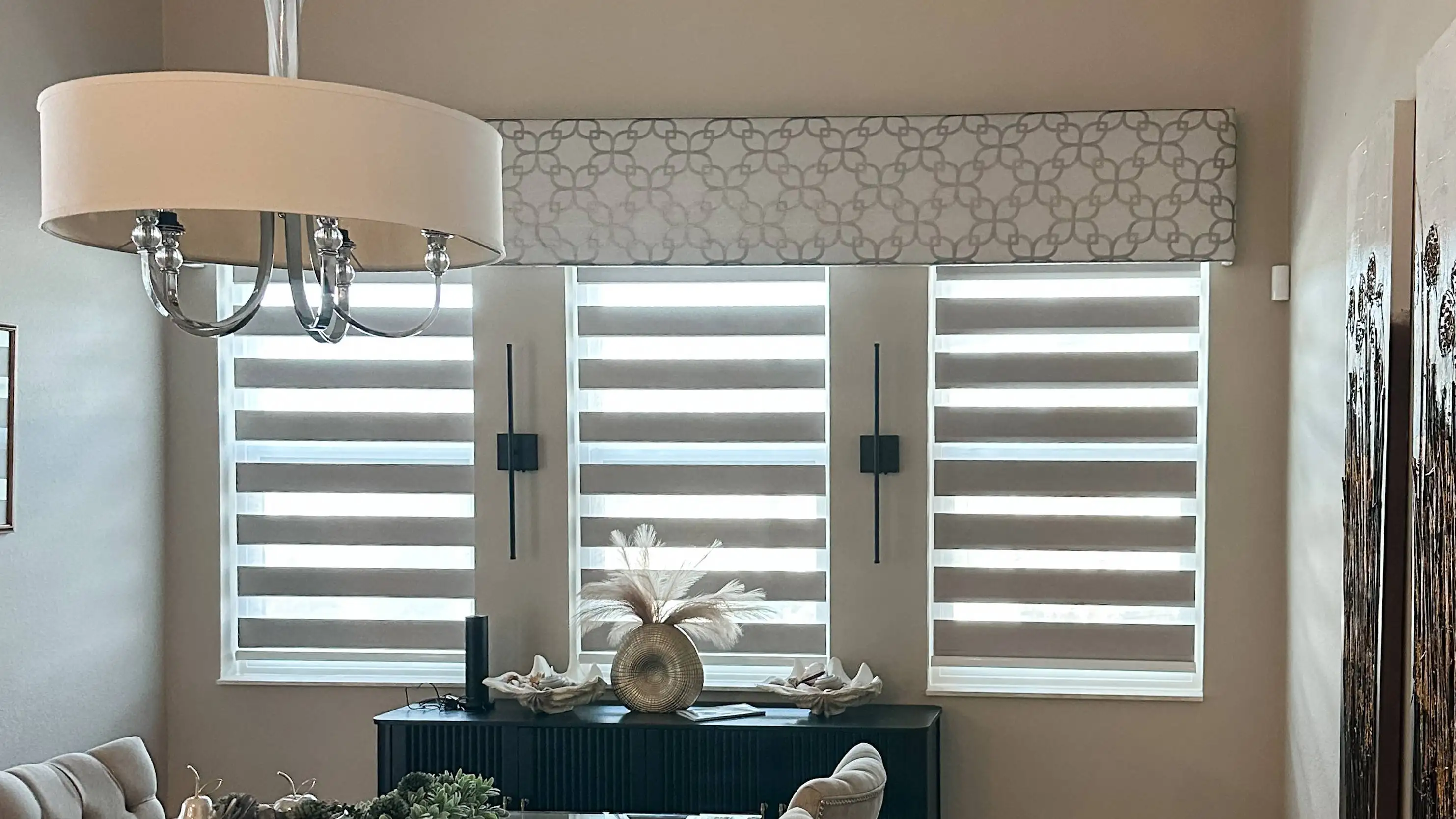 Zebra Shades for small window blind in living room in Naples